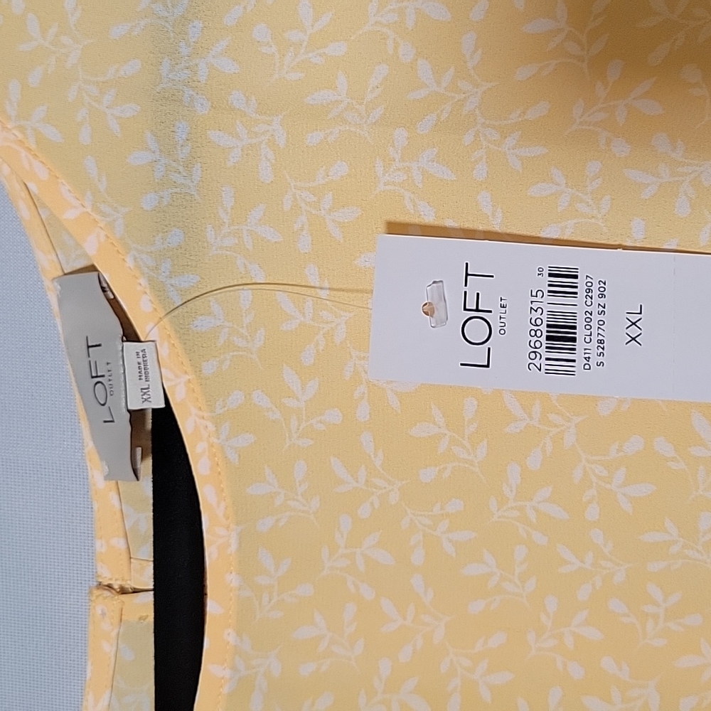 LOFT Women's Yellow Banded Bottom Top XXL - Picture 3 of 7